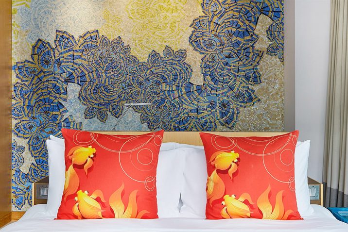 Goldfish cushions for sale at the Hotel Indigo Hong Kong