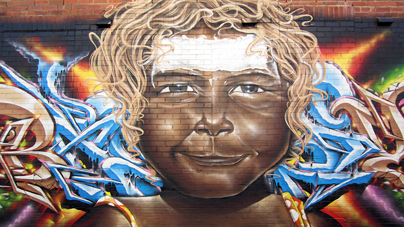 A mural within Lismore's Back Alley Art Gallery