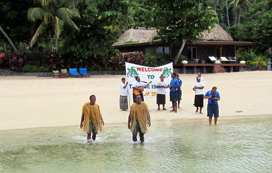 Our welcome party. Photo: Chris Ashton