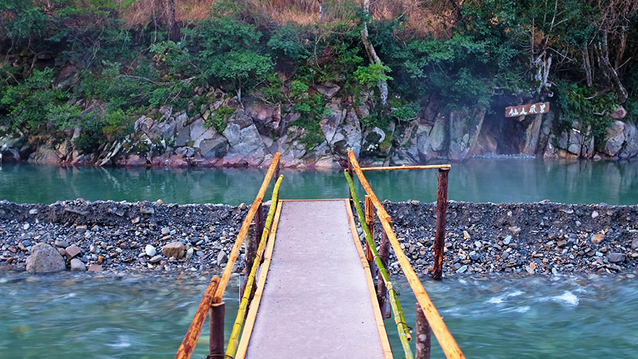 Open-air onsen at Fujiya Ryokan. Photo: Chris Ashton