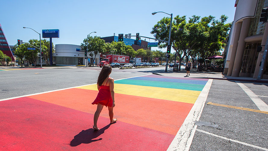Hollywood rainbow crossing.  Supplied.