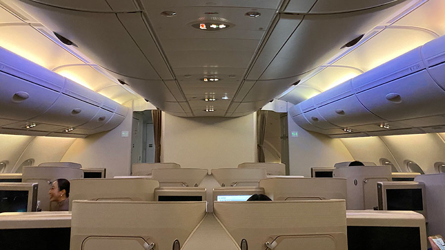 The Asiana Airlines 'Business Smartium Class' cabin. Credit: Chris Ashton