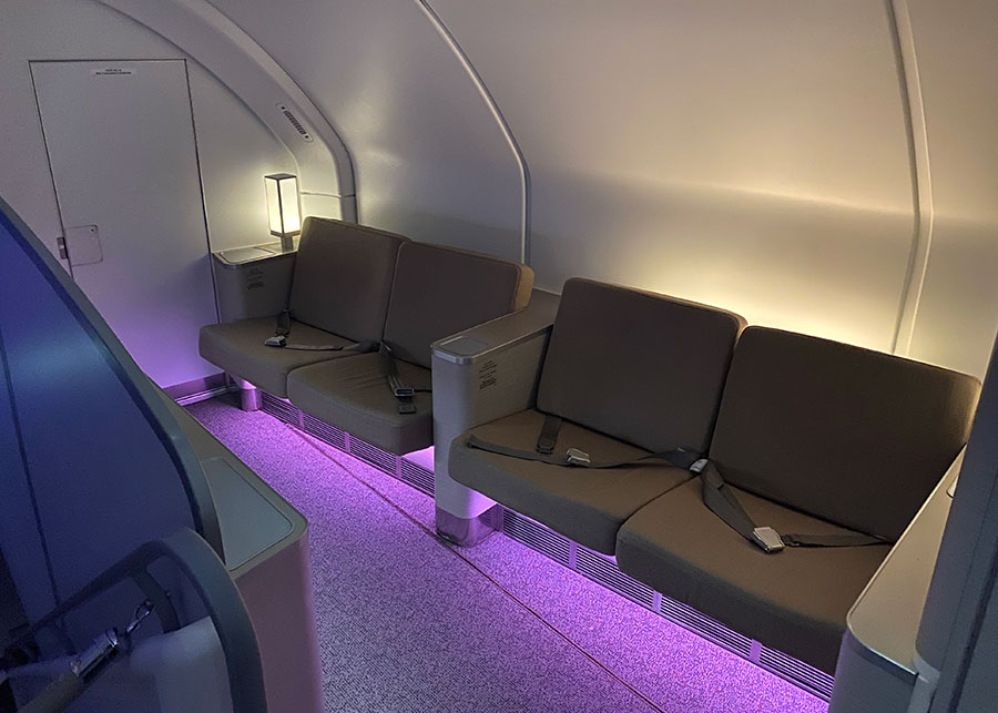 The Business Class in-flight lounge area. Credit: Chris Ashton