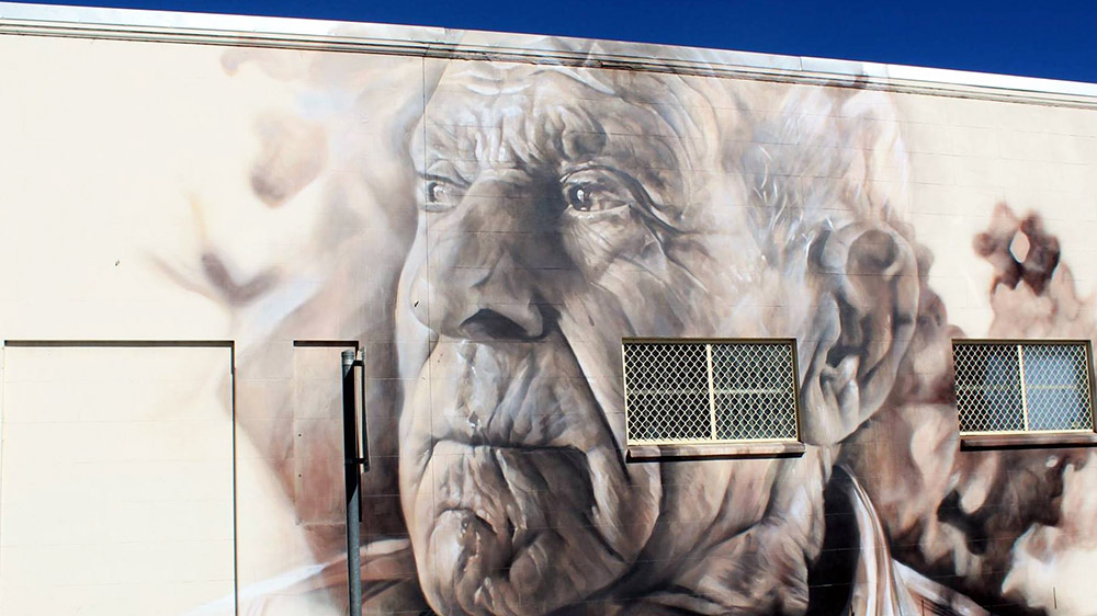 A mural of Angelo Valiante, by Guido van Helten. Supplied