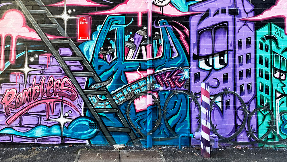 A mural within Lismore's Back Alley Art Gallery