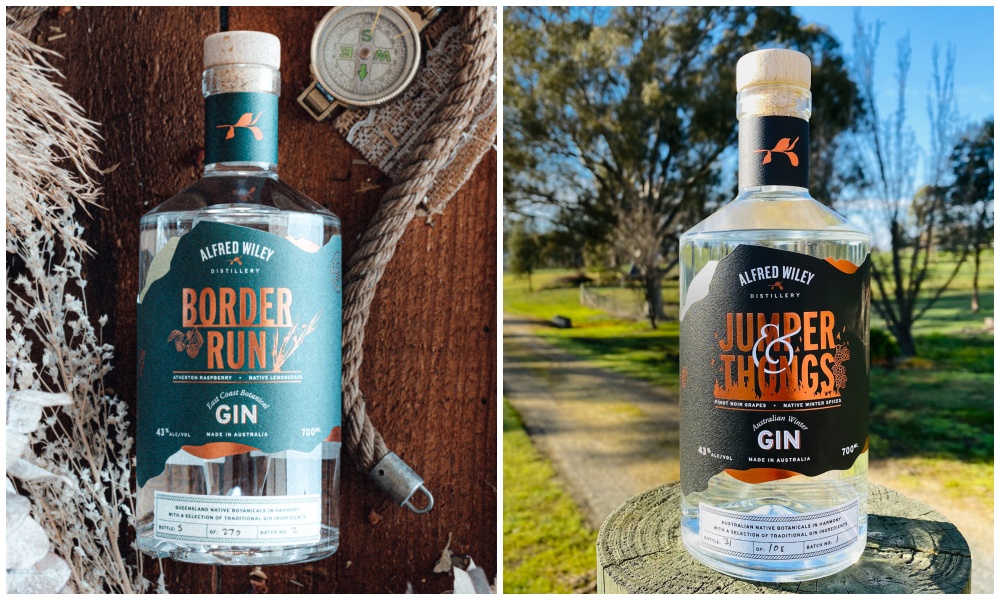Alfred Wiley Distilery's Border Run and Jumpers and Thongs gin. Supplied.