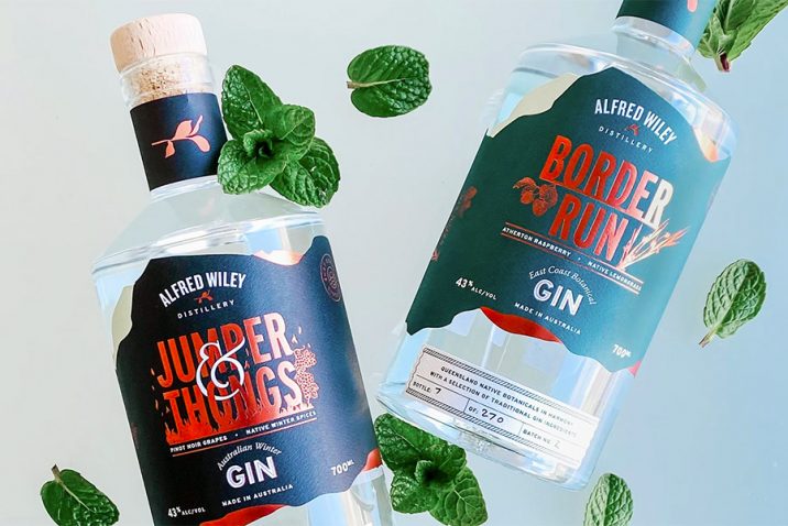Alfred Wiley Distillery Jumper & Thongs and Border Run gin. Credit: Supplied.