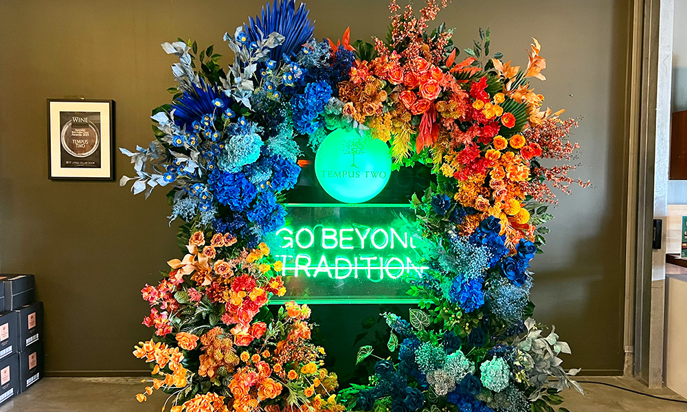 The Go Beyond Tradition floral display at Tempus Two. 