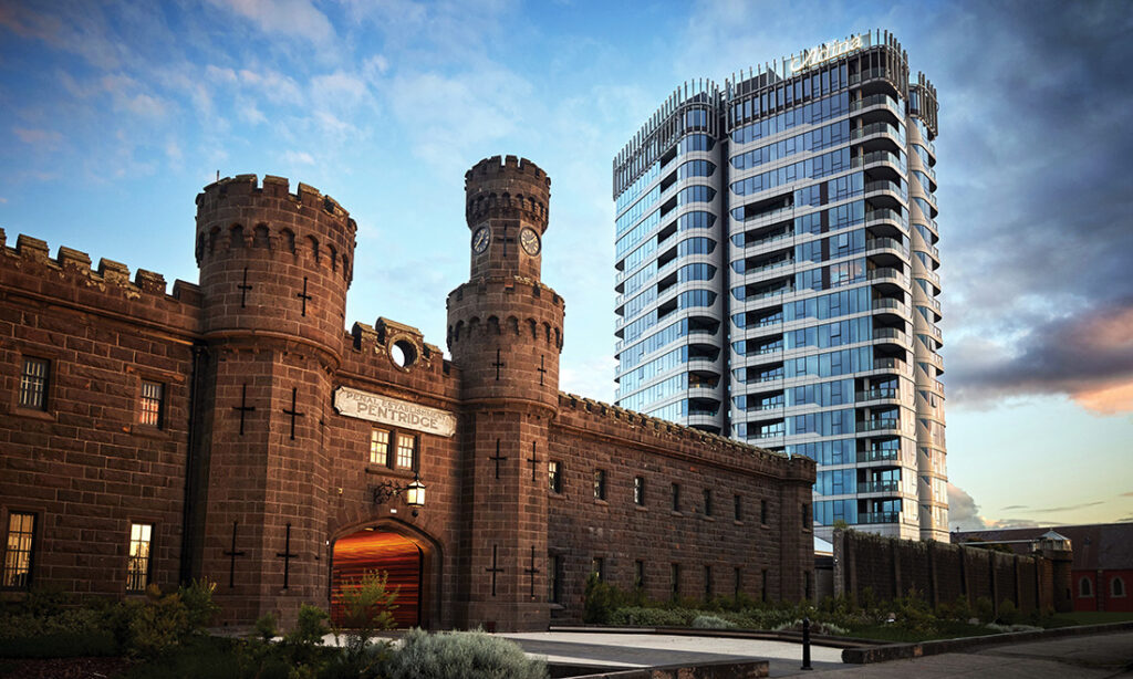 Pentridge Prison and the new Adina Hotel.