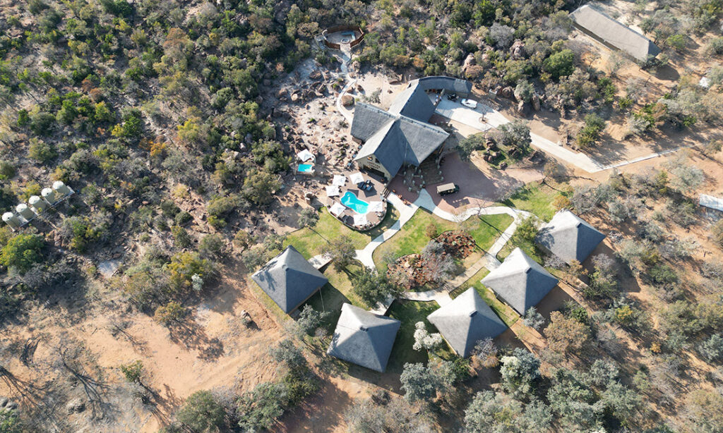 An aerial view of Leopard Lodge. Photo: Chris Ashton