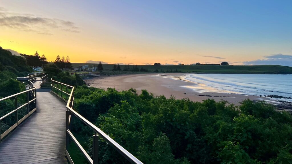 The penguin viewing platform at Godfreys Beach, Stanley.