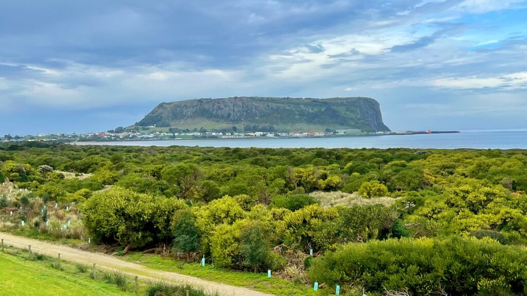 Viewing The Nut in Stanley, Tasmania from afar.