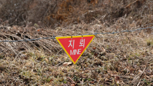 A reminder that land mines are present across the DMZ.